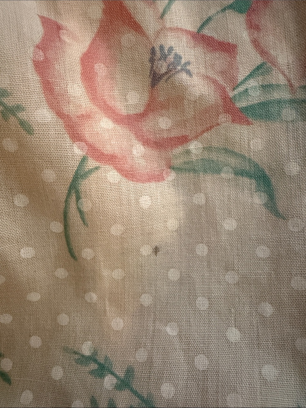 1970s Vintage Pale Peach Poppy Print Dress - Picture 6 of 6